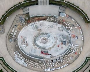 Aerial view of the Latona fountain