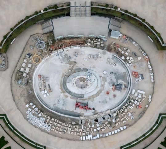 Aerial view of the Latona fountain